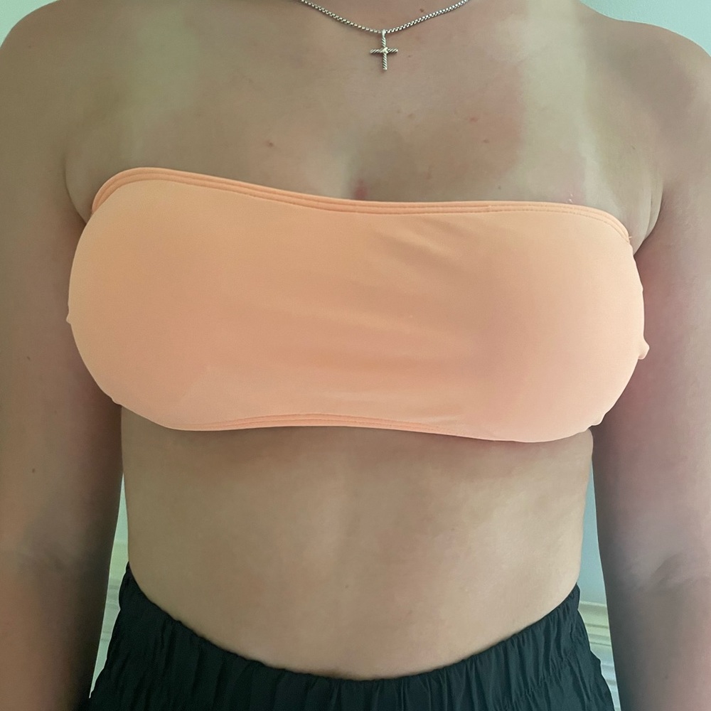 Orange bandeau swimsuit top